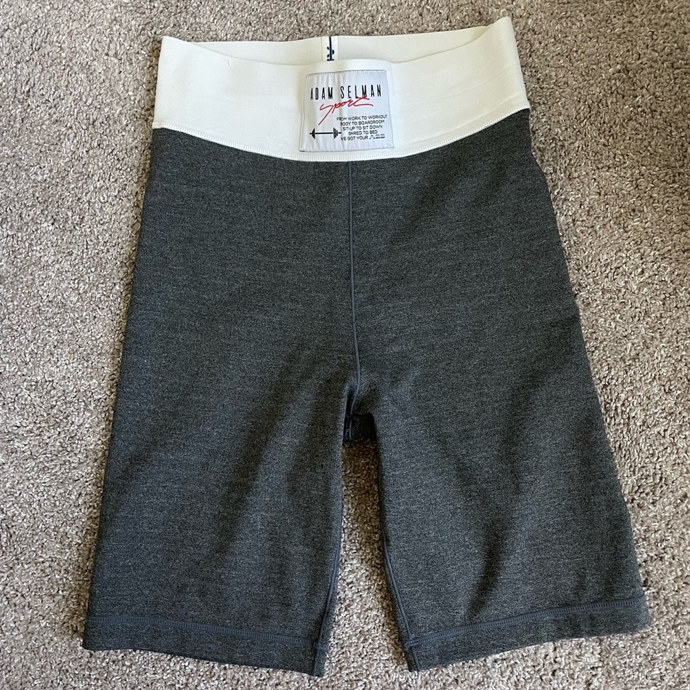 Adam Selman Sport High Rise Biker Shorts Womens Gray Heather Spandex